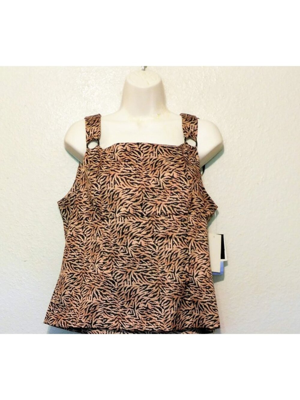 Sag Harbor Animal Print Shell Sleeveless Misses 14 Brown Black NEW - Picture 1 of 6